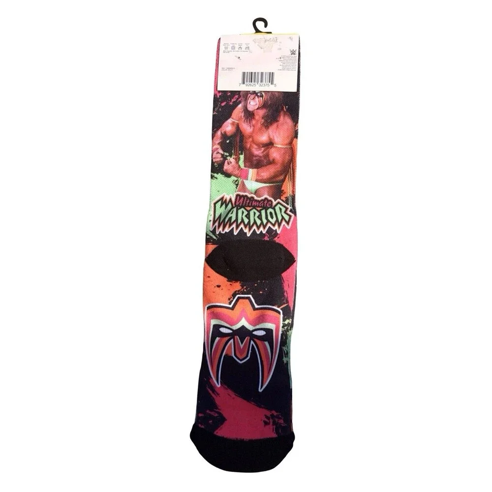 WWE The Ultimate Warrior Crazy Socks Crew Socks Size 6-12 1 Pair New With Tags